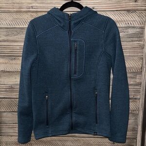 Prana Blue Hooded Fleece Zip-Up Jacket